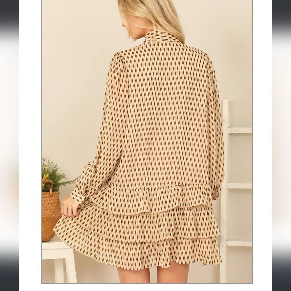 Chiffon Ruffled Dotted Mini NeutralâTanâGold - Picture 13 of 13